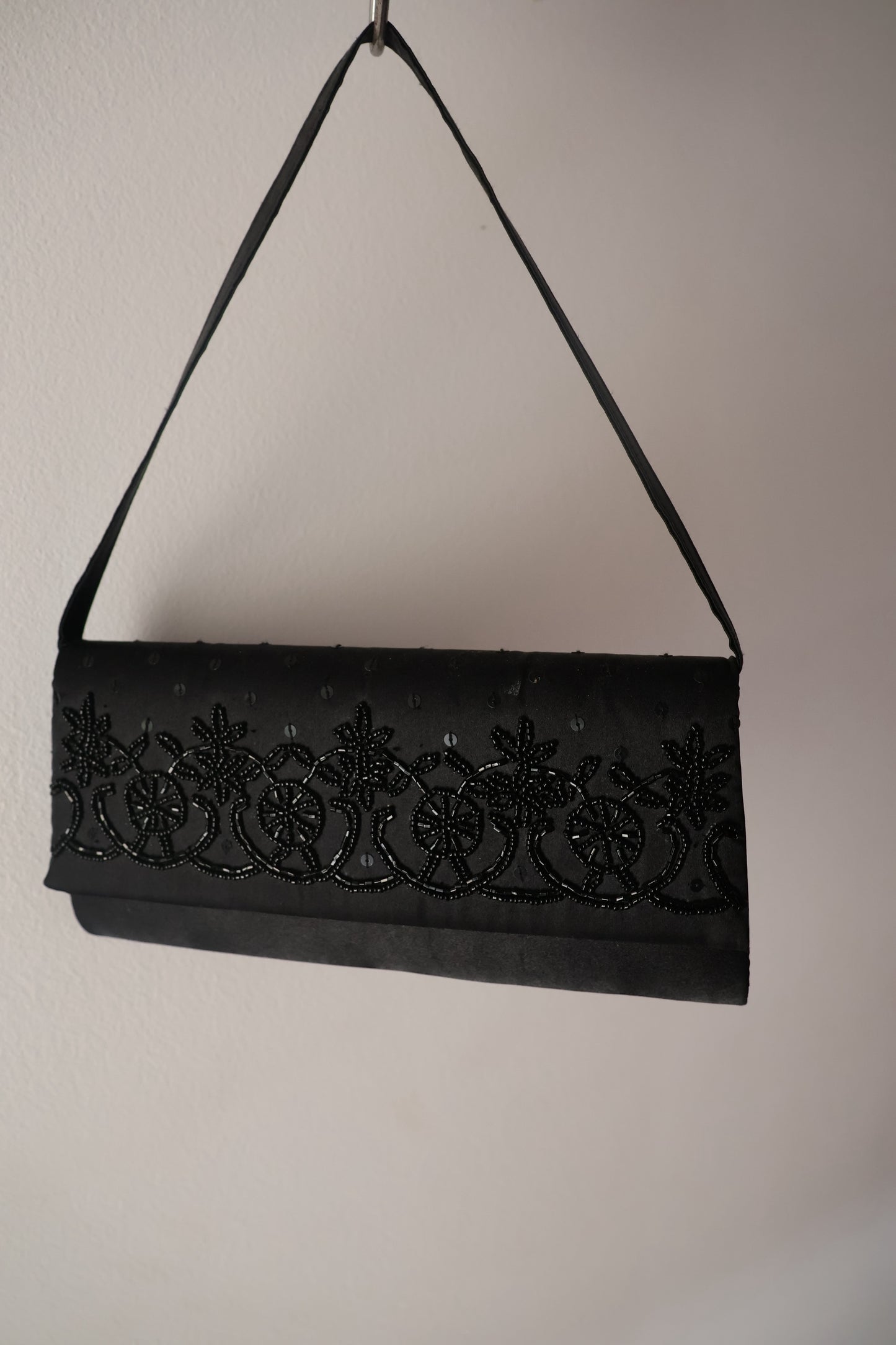 Black beaded handbag