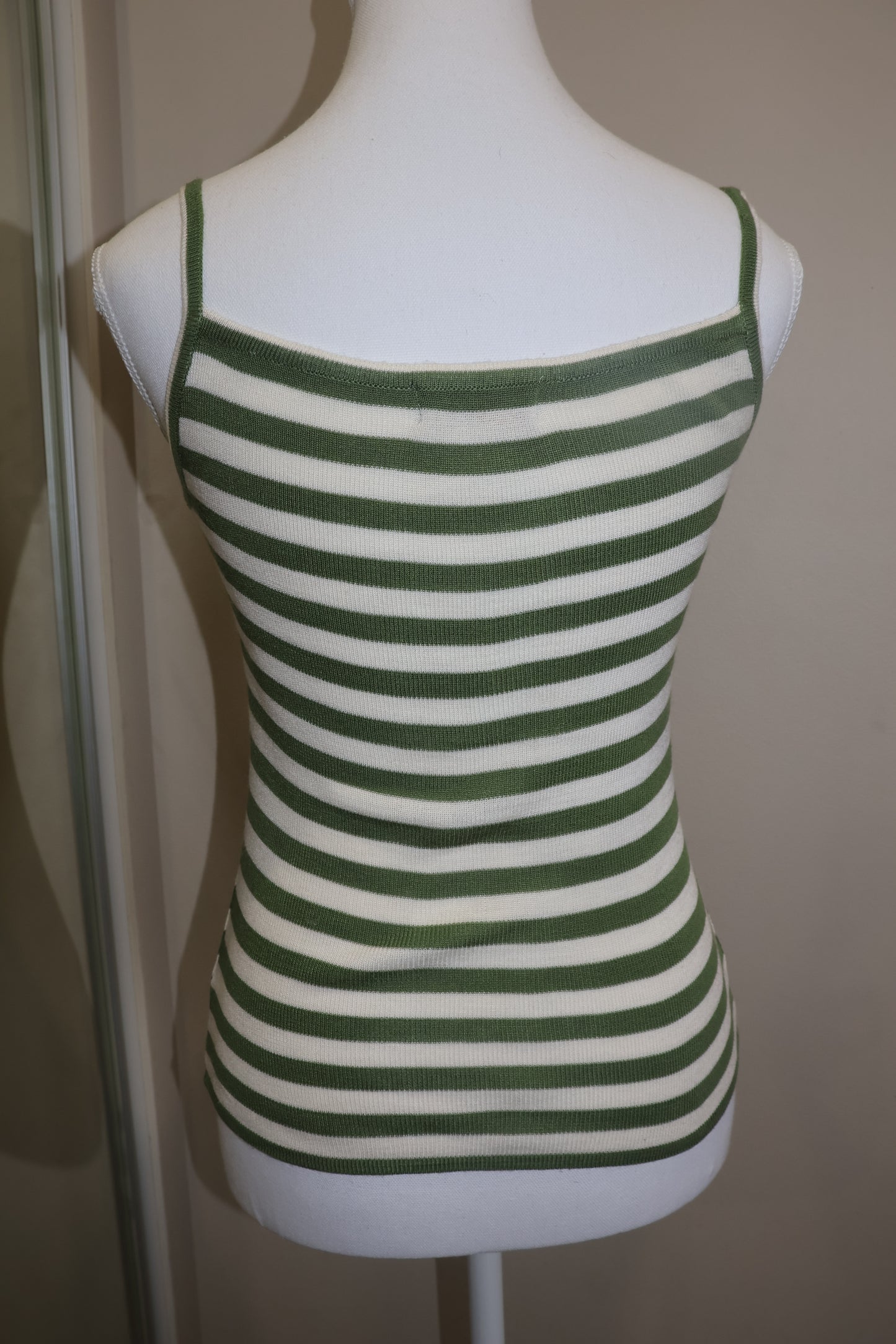 Green and white striped tank