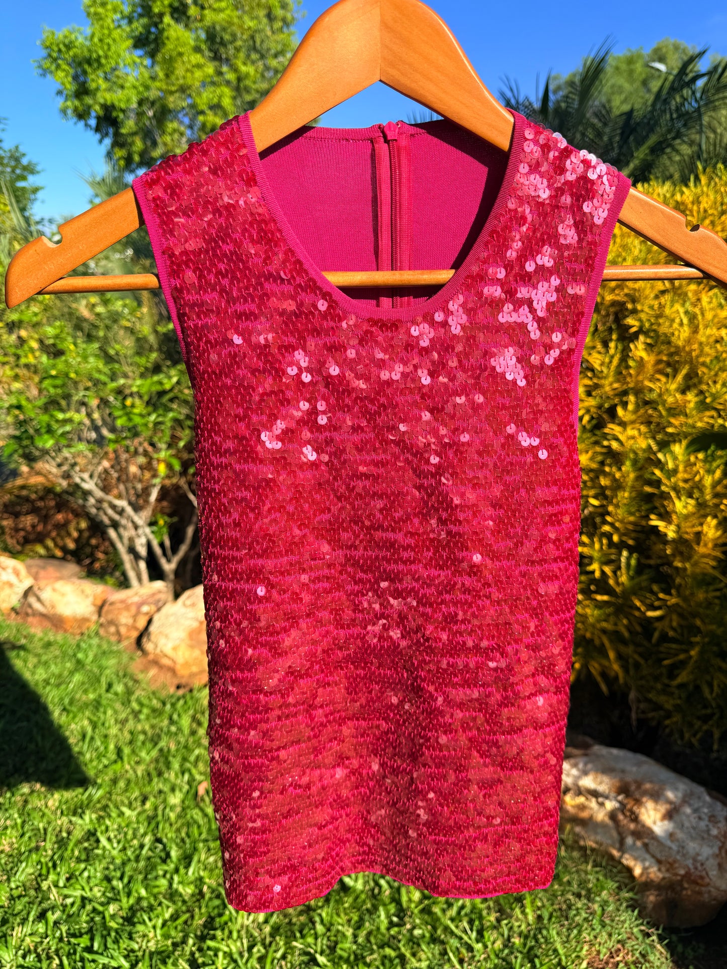Pink sequin top with zip - size small