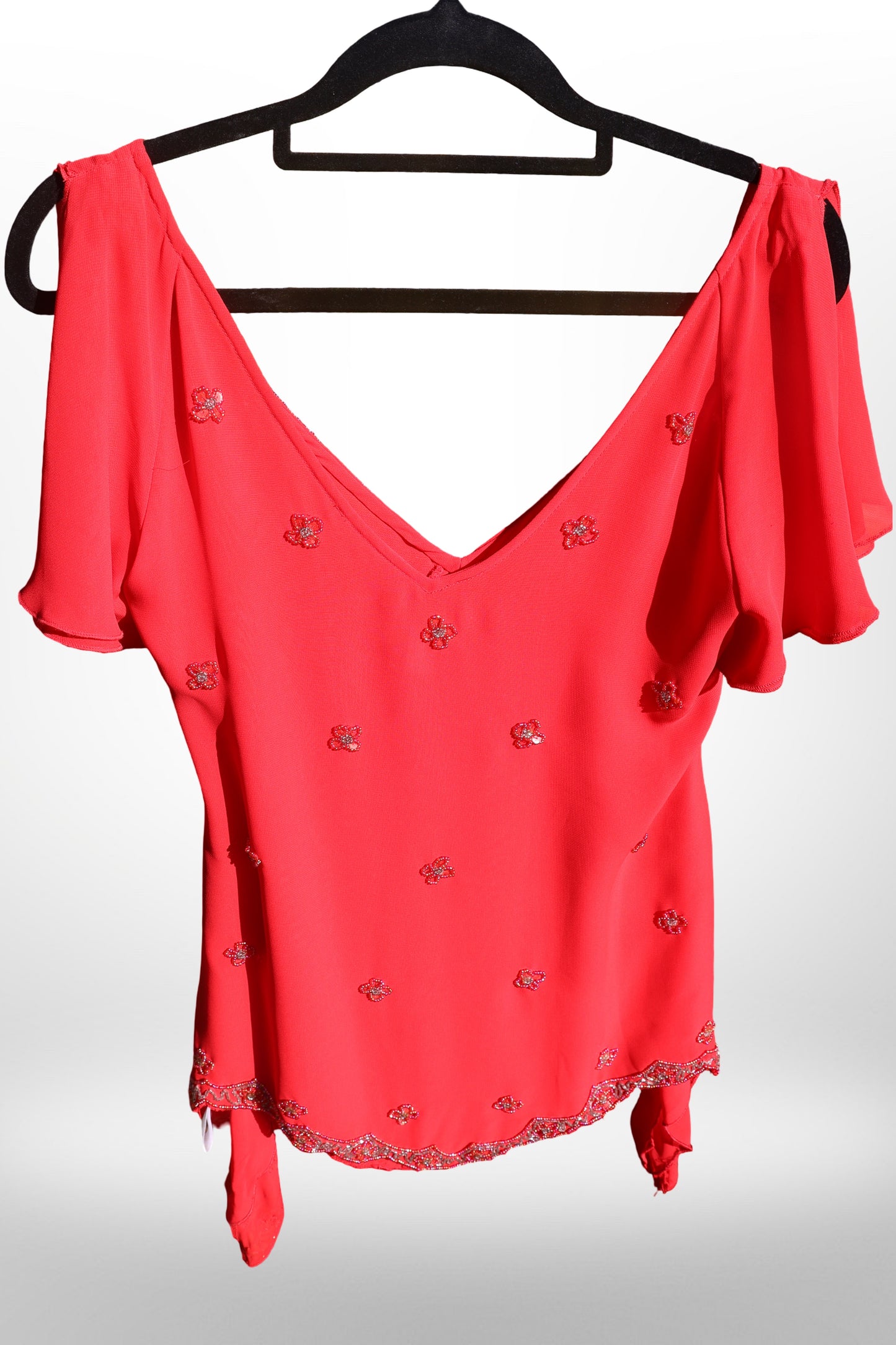 Sparkling red sequin blouse - size 8