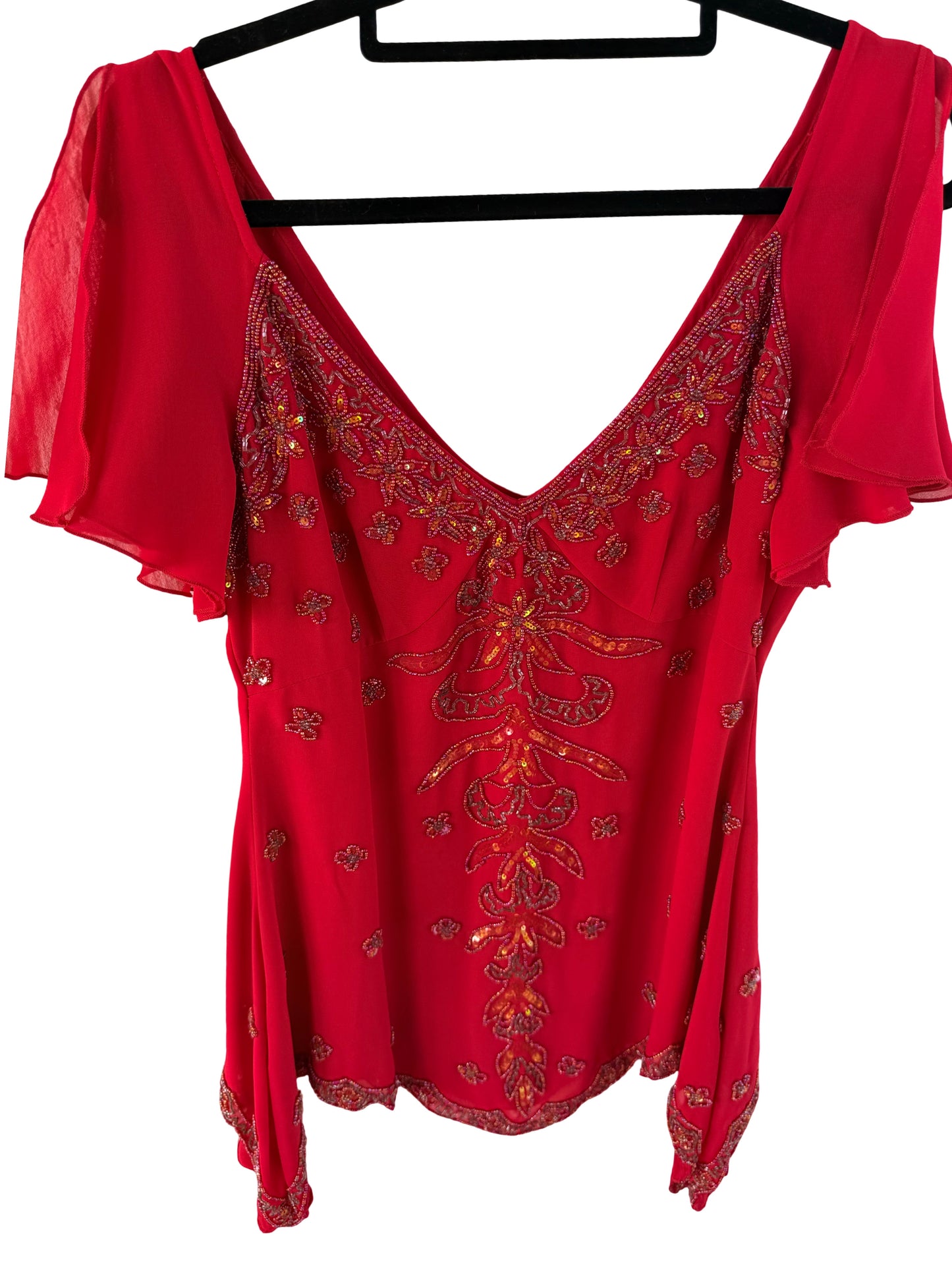 Sparkling red sequin blouse - size 8