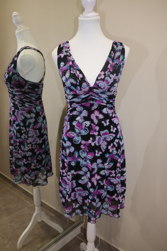 Mesh butterfly print midi dress