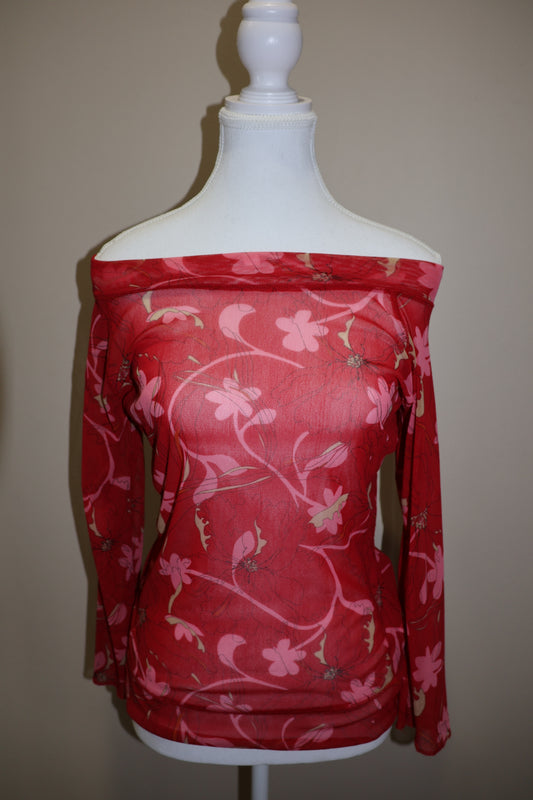 Floral sheer of the shoulder top