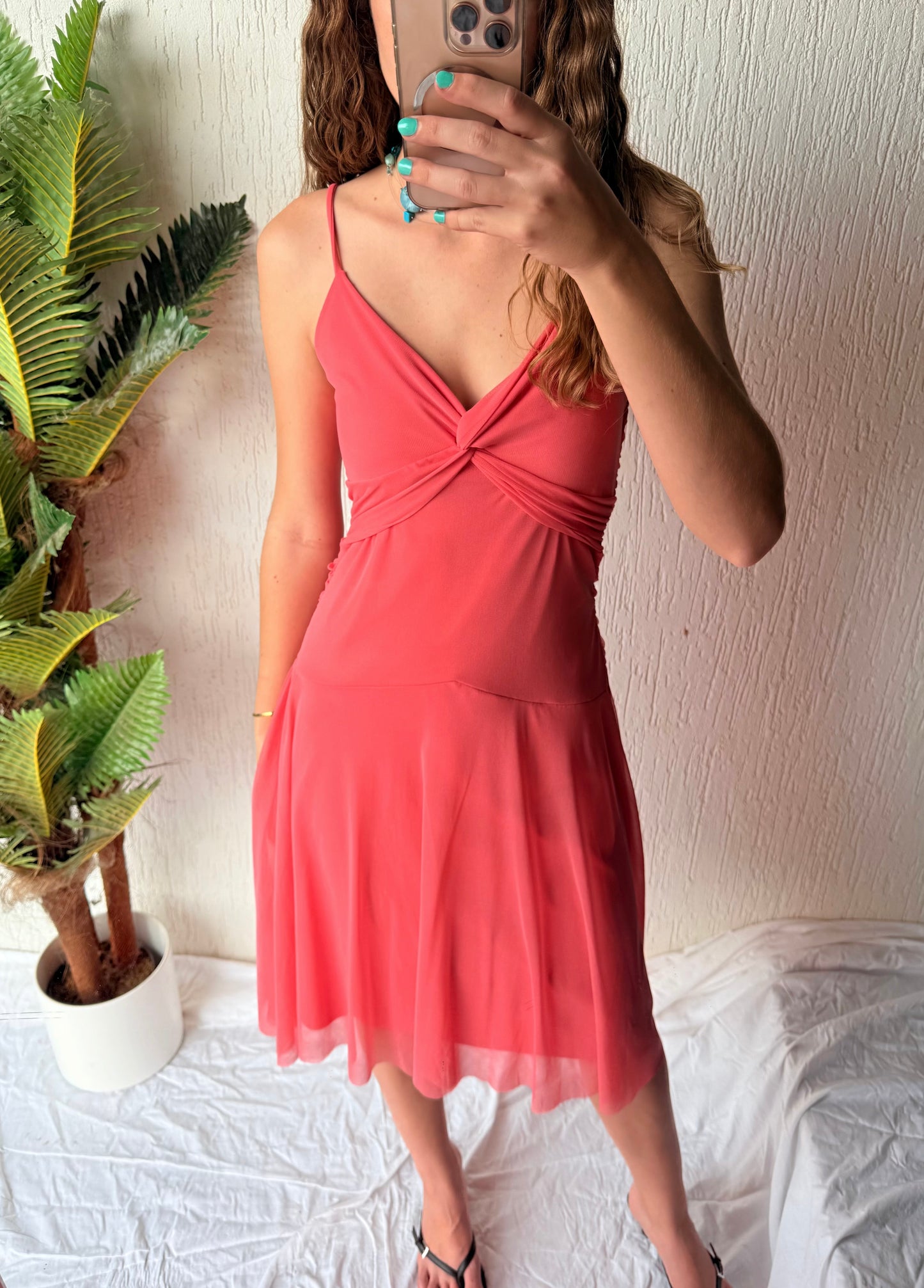 Pink midi dress - size 14