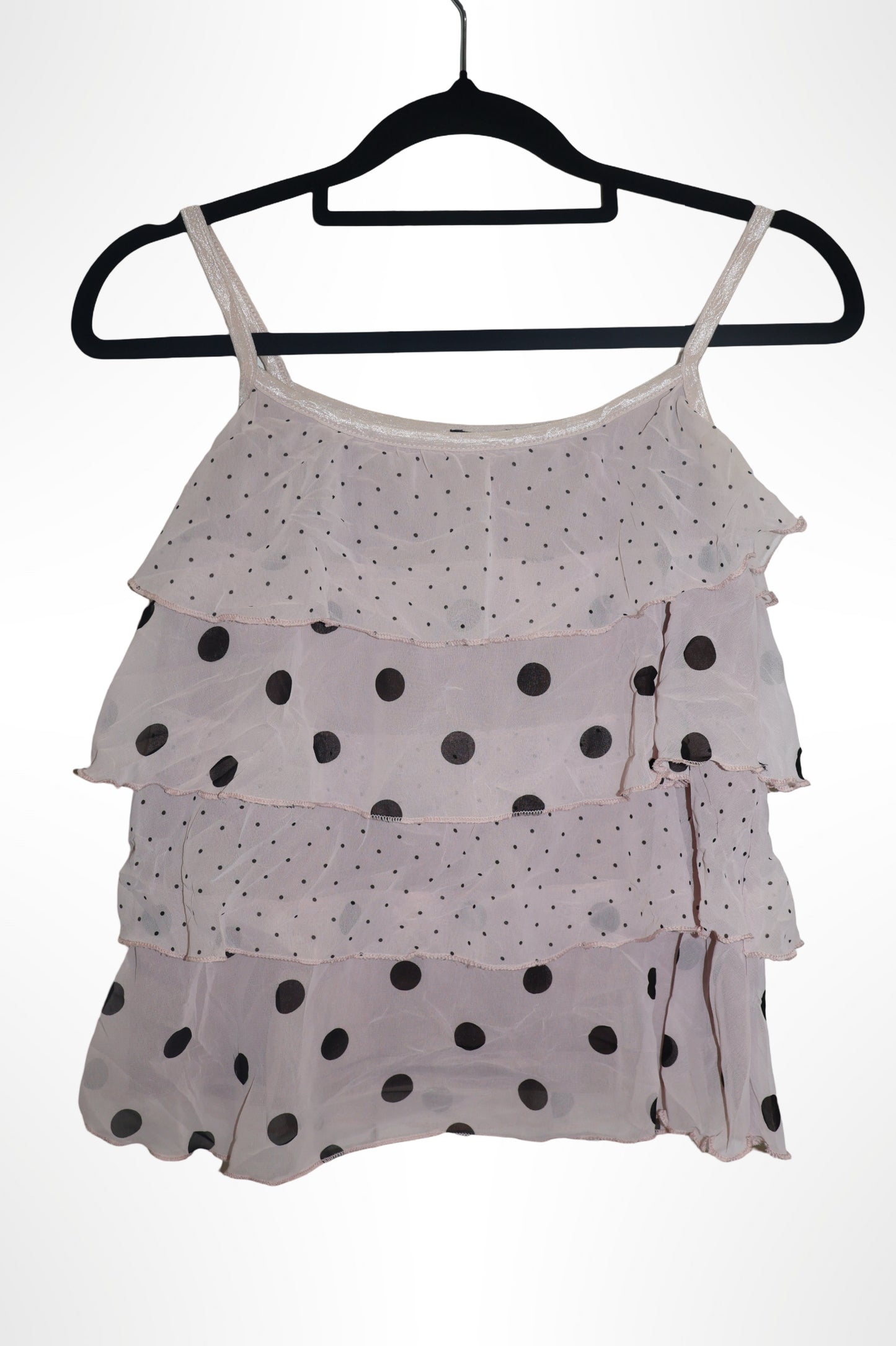 Pink layered polka dot top