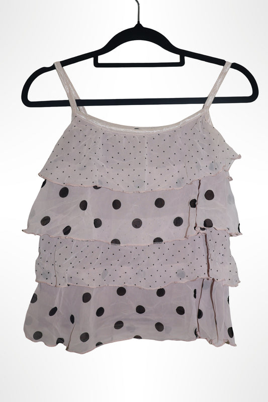 Pink layered polka dot top