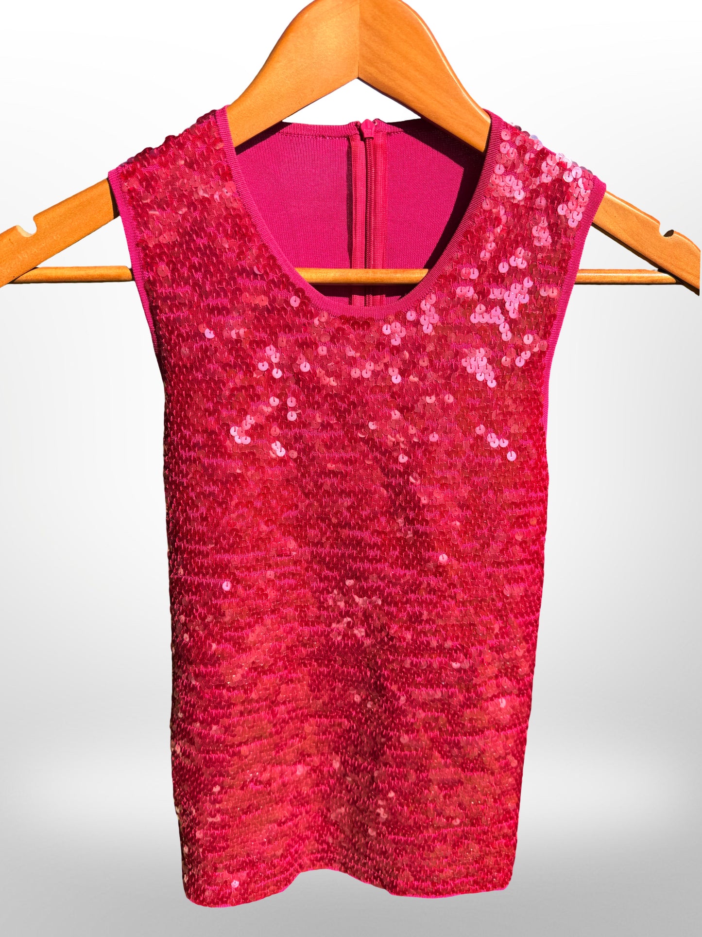 Pink sequin top with zip - size small