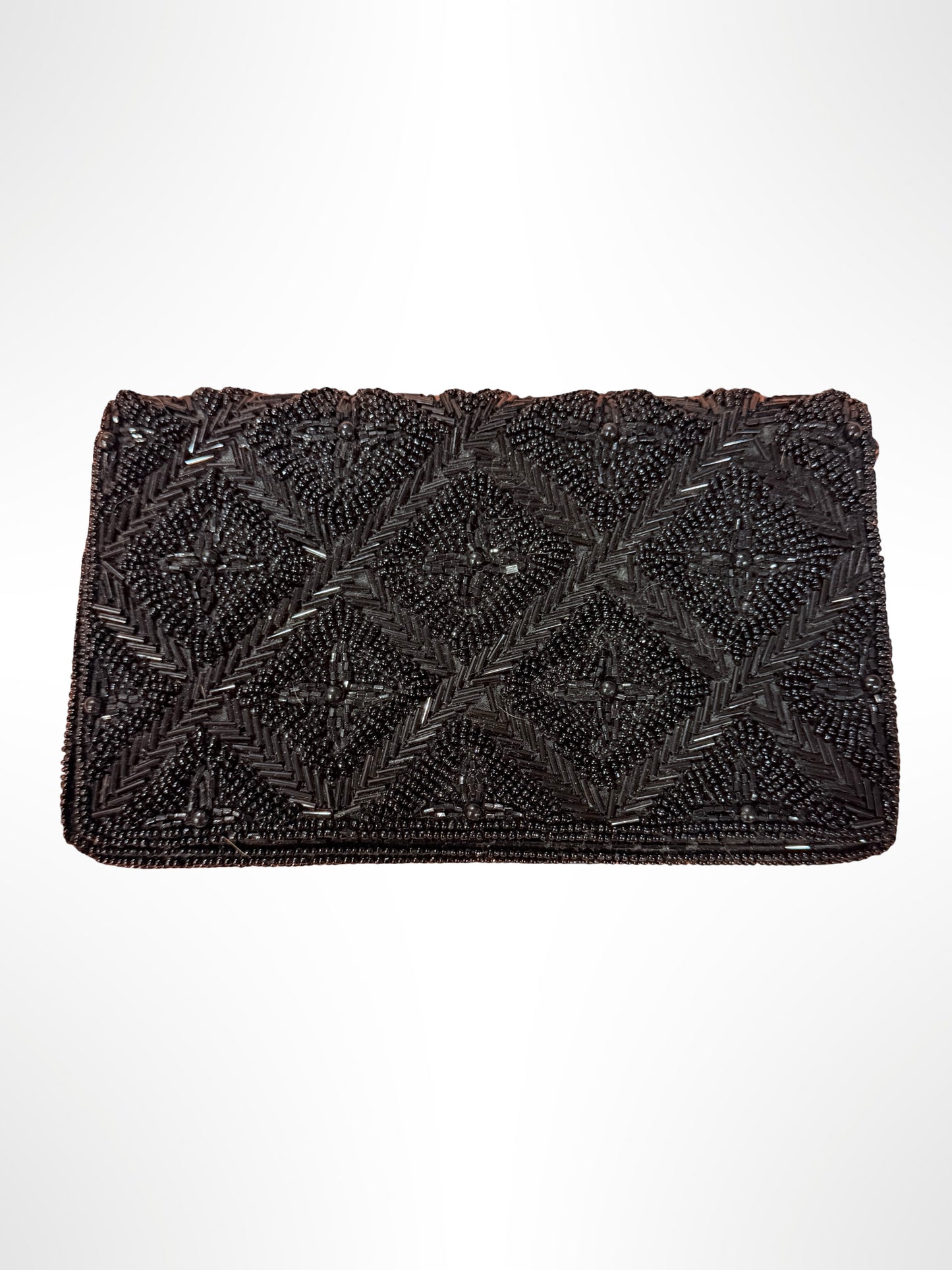 Black beaded clutch bag