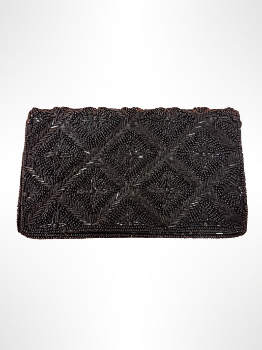 Black beaded clutch bag