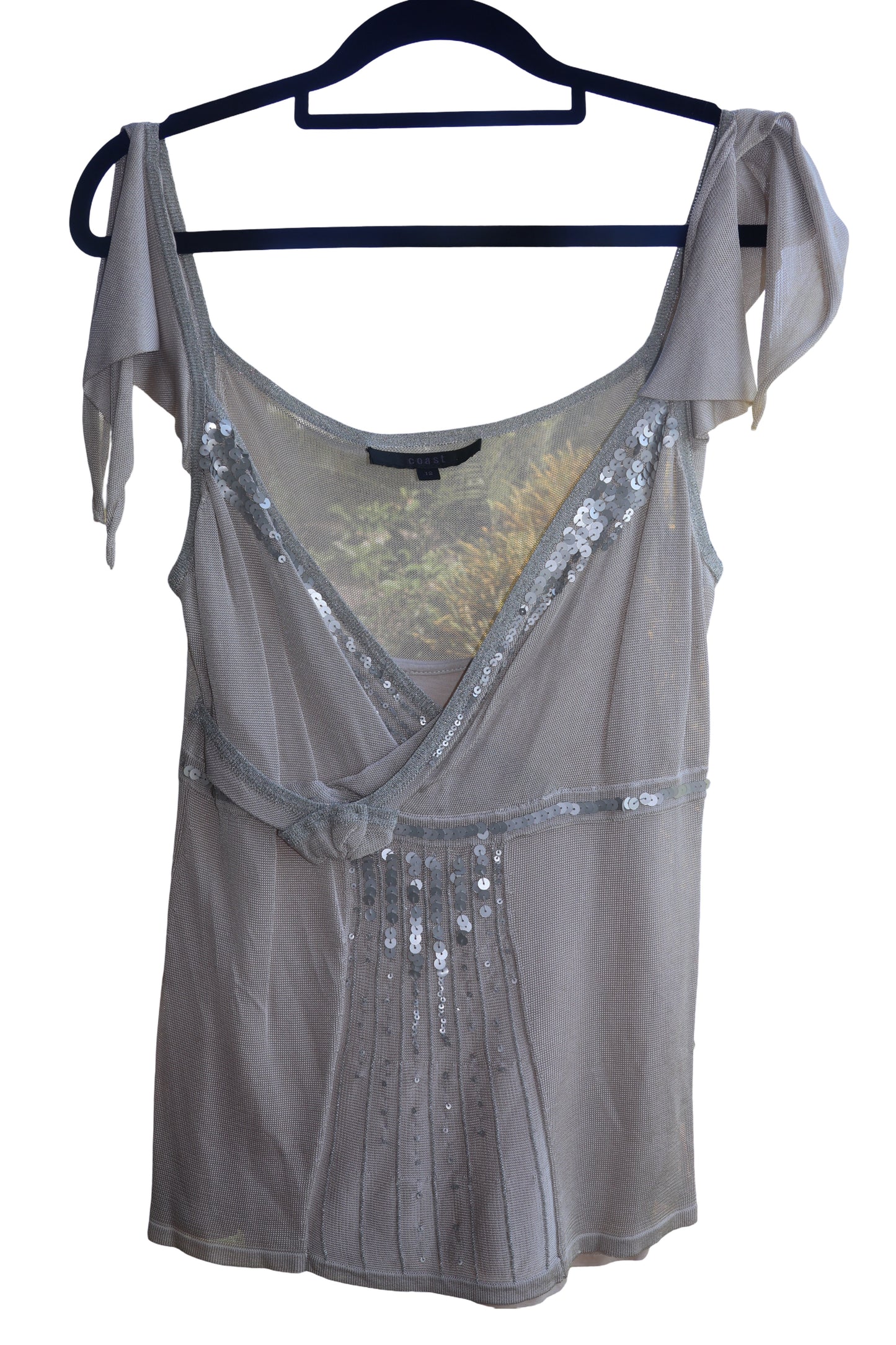 Silver Coast sequin mesh top - size 12