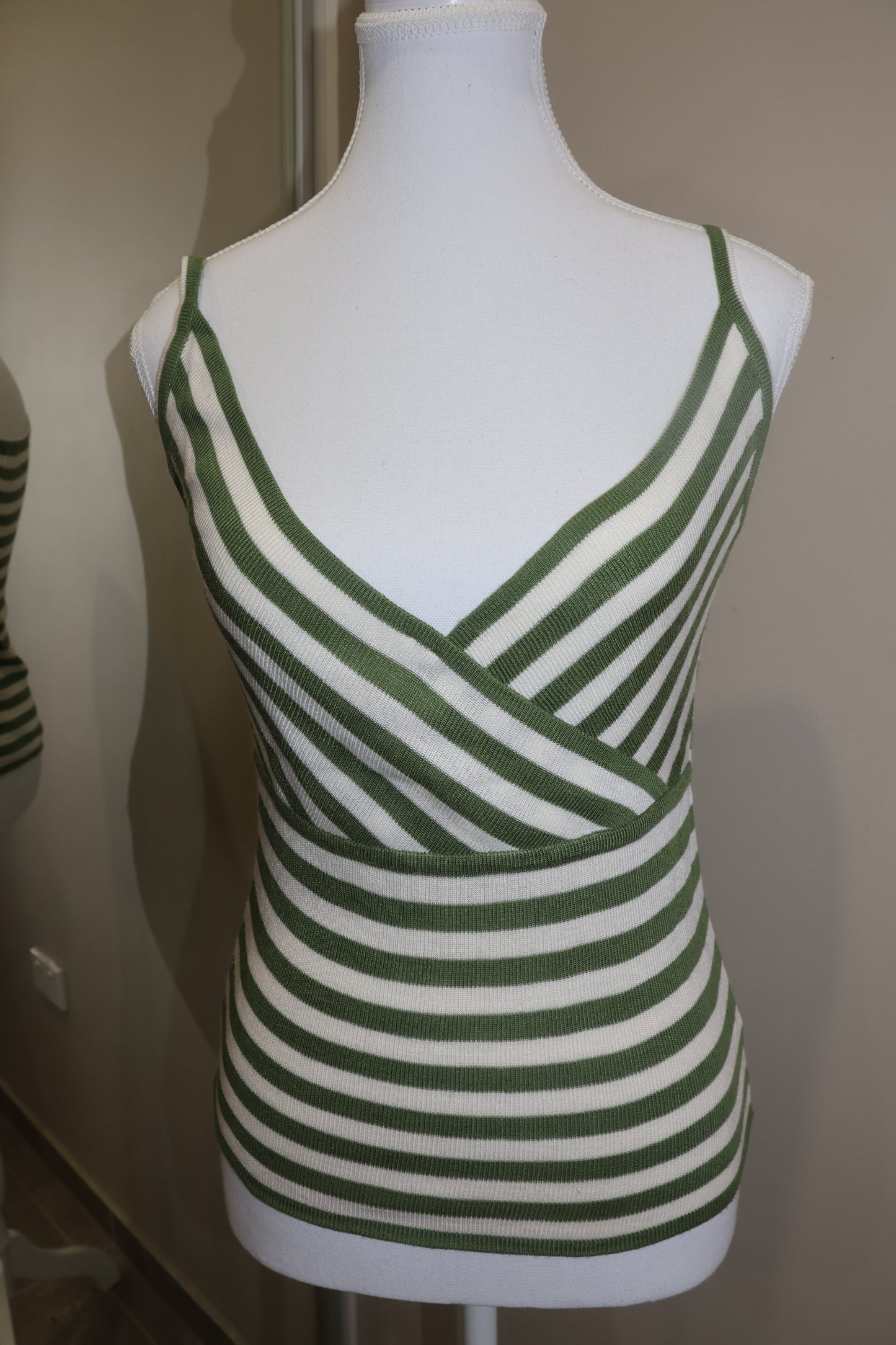 Green and white striped tank