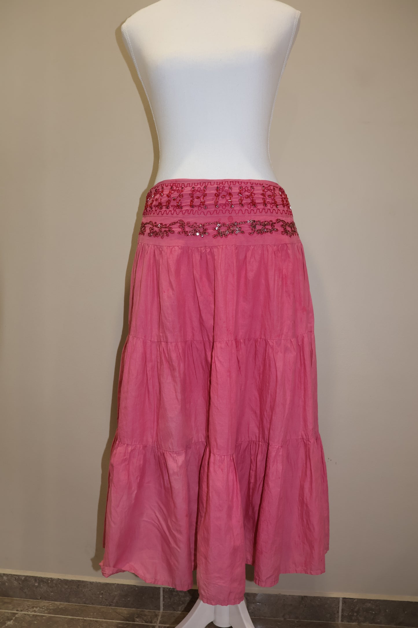 Pink midi with beaded waistband