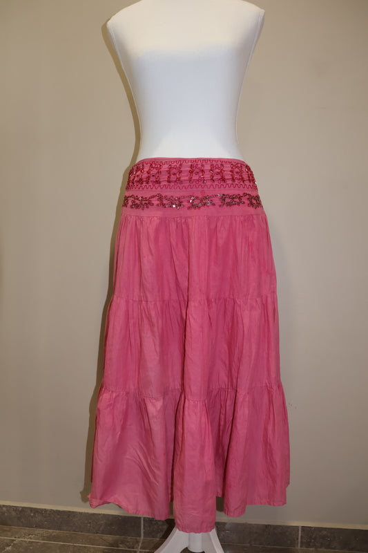 Pink midi with beaded waistband