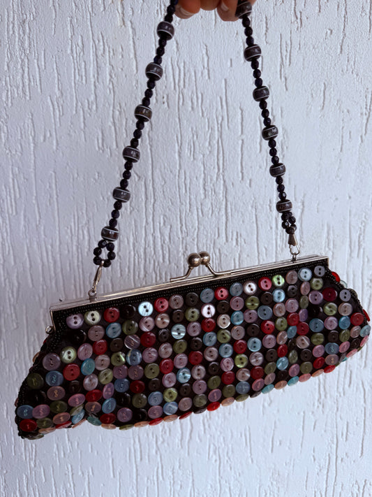 Insane handmade beaded button clutch bag!
