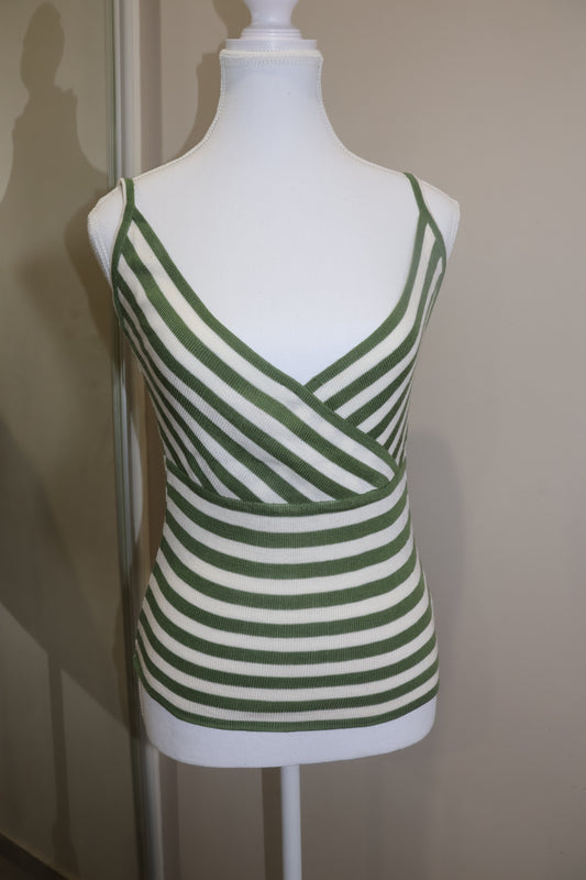 Green and white striped tank