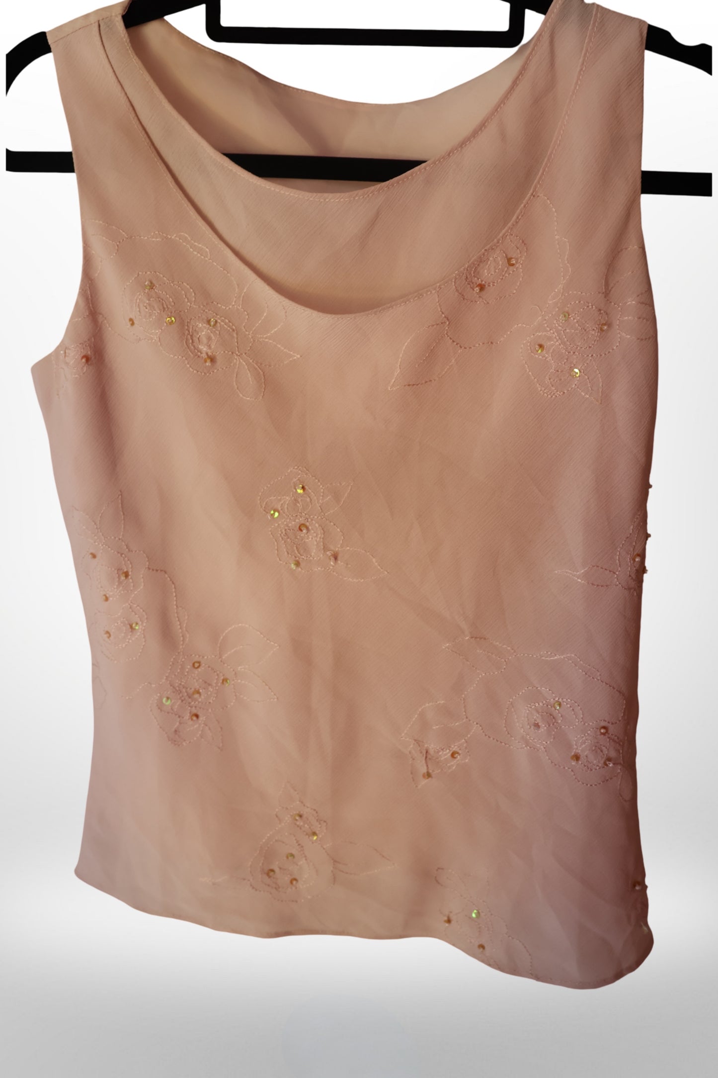 Baby pink double layered top with flower sparkle details