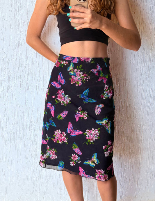 Mesh butterfly and floral skirt midi - Size 6/8